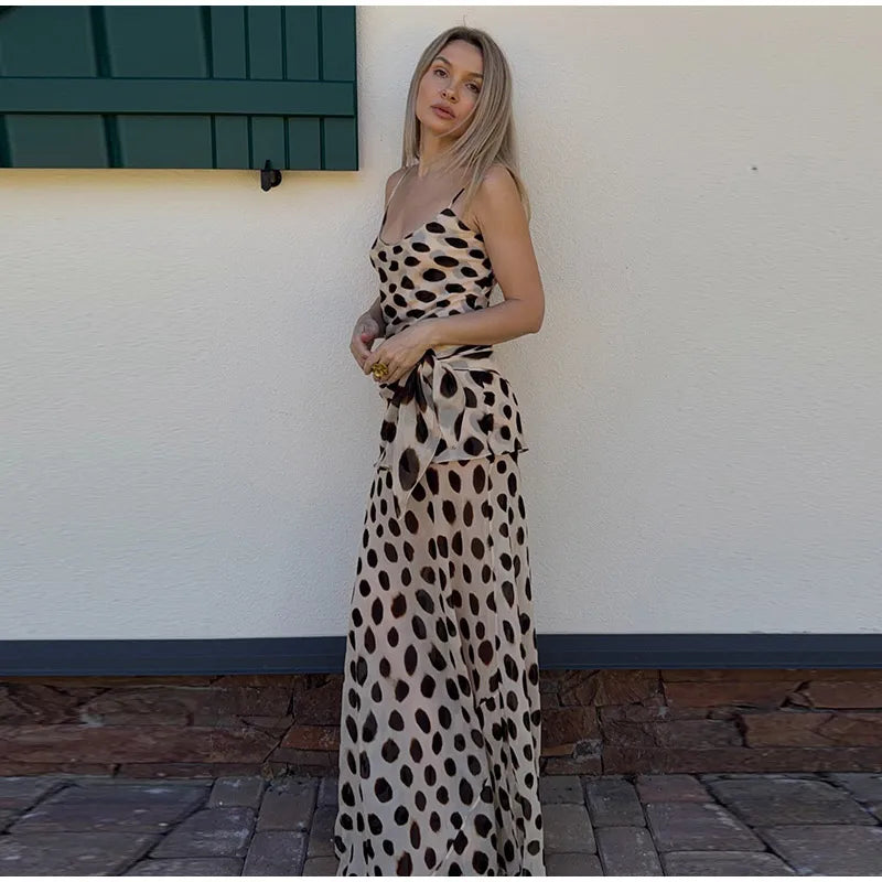 Urban Long Dress Animal Print Women Dress Sexy V-neck Ruched Drawstring Female Dresses 2026 Summer Party Lady Street Robe