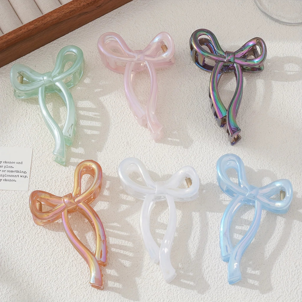 New Elegant Ribbon Bow Hair Clip for Women Large Anti Slip Ponytail Bowknot Claw Clip Barrettes Hairpins Crab Hair Accessories