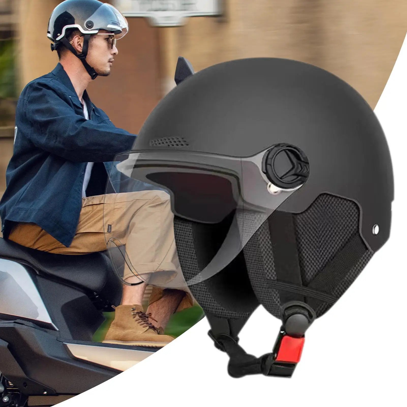 E-Bike Helmet with Ear Protection Anti-UV Breathable Safety Helmet for Electric Scooter Cycling, Adults Kids Women
