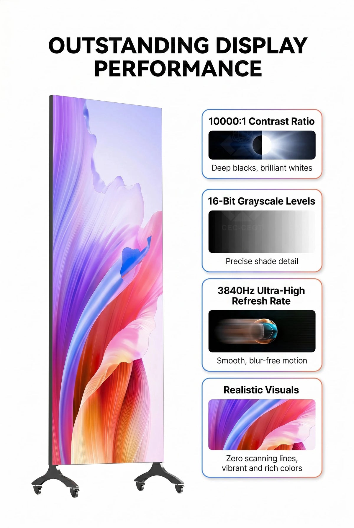 ZDHQ ultra-thin full-view indoor digital advertising LED display with 1-year warranty, suitable for retail mall promotions