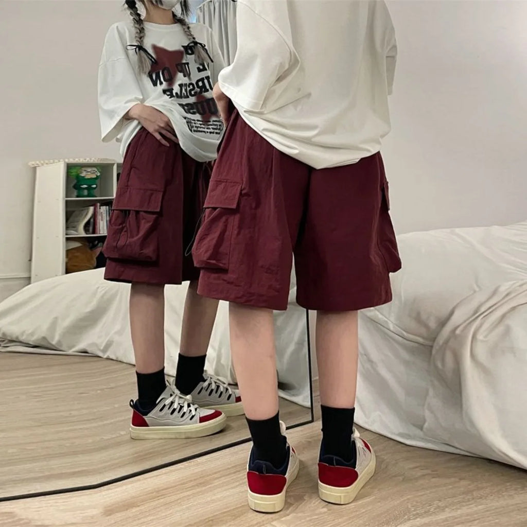 Women High Waist Cargo Shorts American Style Streetwear Summer Wide Leg Pants Fashion Female Big Pocket Loose Shorts