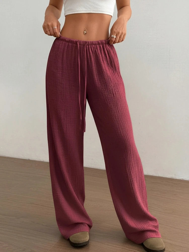 Summer Thin Texture Loose Pants Women High Waist Wide Leg Pants Women Casual Lazy Style Comfortable Breathable Trousers Women
