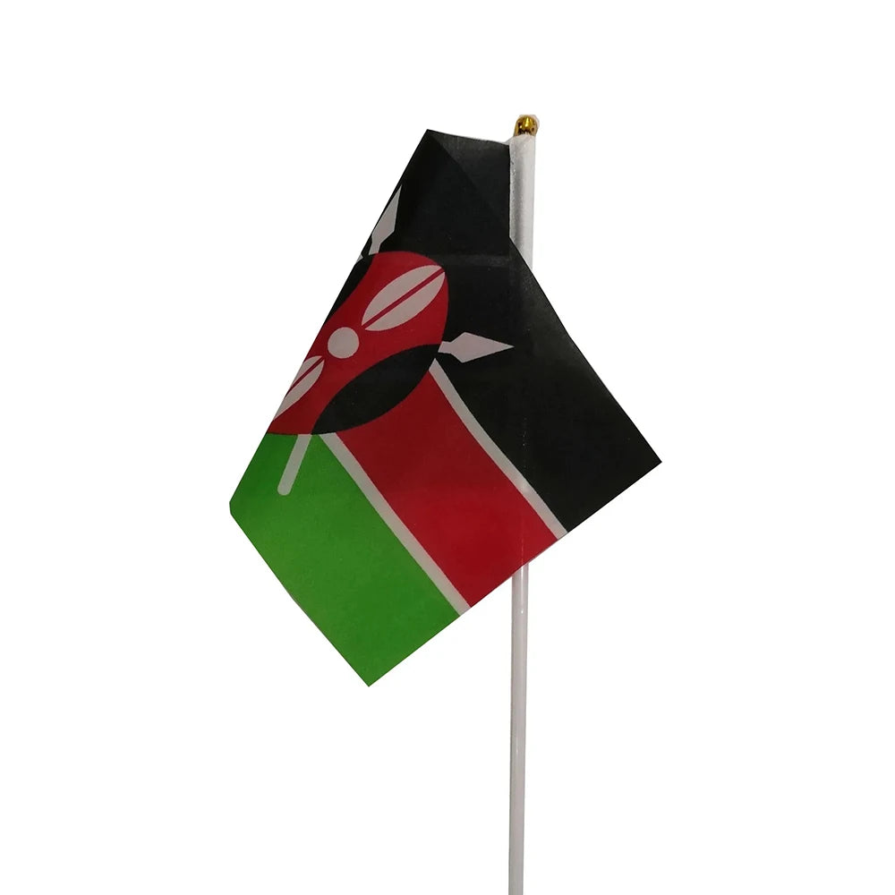 14*21cm Kenya Hand Flag, Kenya Kenyan National Flag World African Countries Hand Held Small Waving Flag