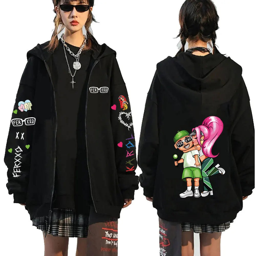 Singer Karol G Bichota Feid Ferxxo Zipper Hoodies Men's Women Clothing Hip Hop Zip Up Sweatshirts Oversized Pullovers Streetwear