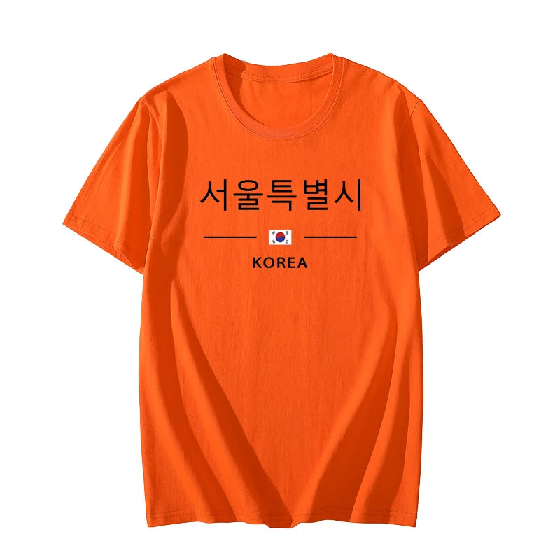 Korea Seoul Printed T-shirt High Quality Spring Summer Casual Fashion Round Neck Top Male Home Outdoor Comfortable Short Sleeved