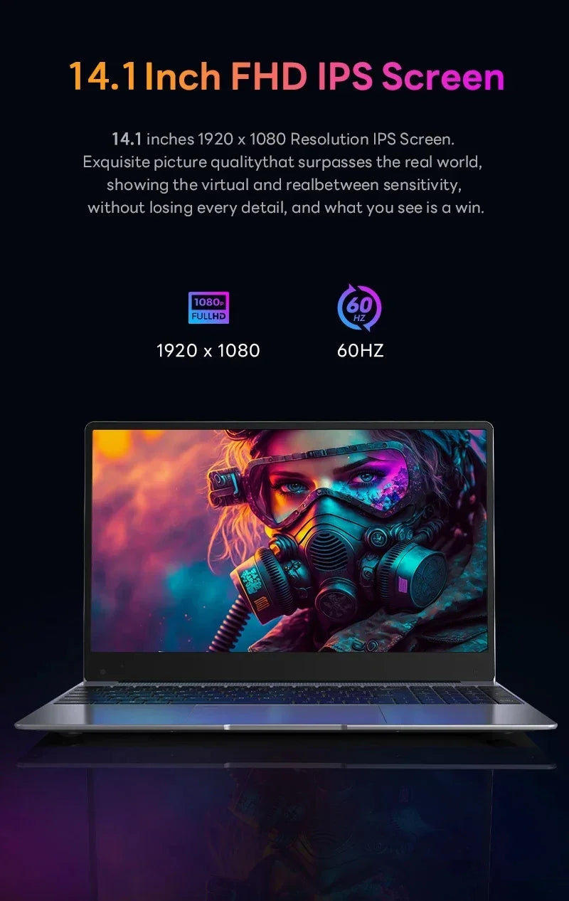 2026 New Portable Notebook Windows 11 14.1 Inch Gaming Computer PC Gamer Intel Core I9 10980HK Laptops I9 Study Work PC