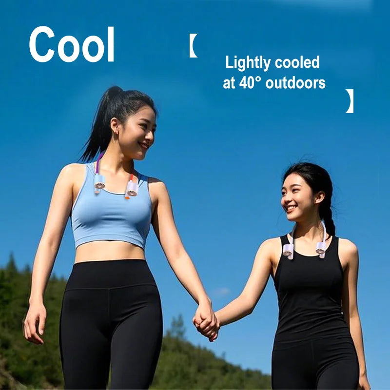 Hanging Neck Fan Type-C Charging 2400mAh Battery Portable Small Halter Turbine FanNo Noise Fan for Outdoor Travel Sport