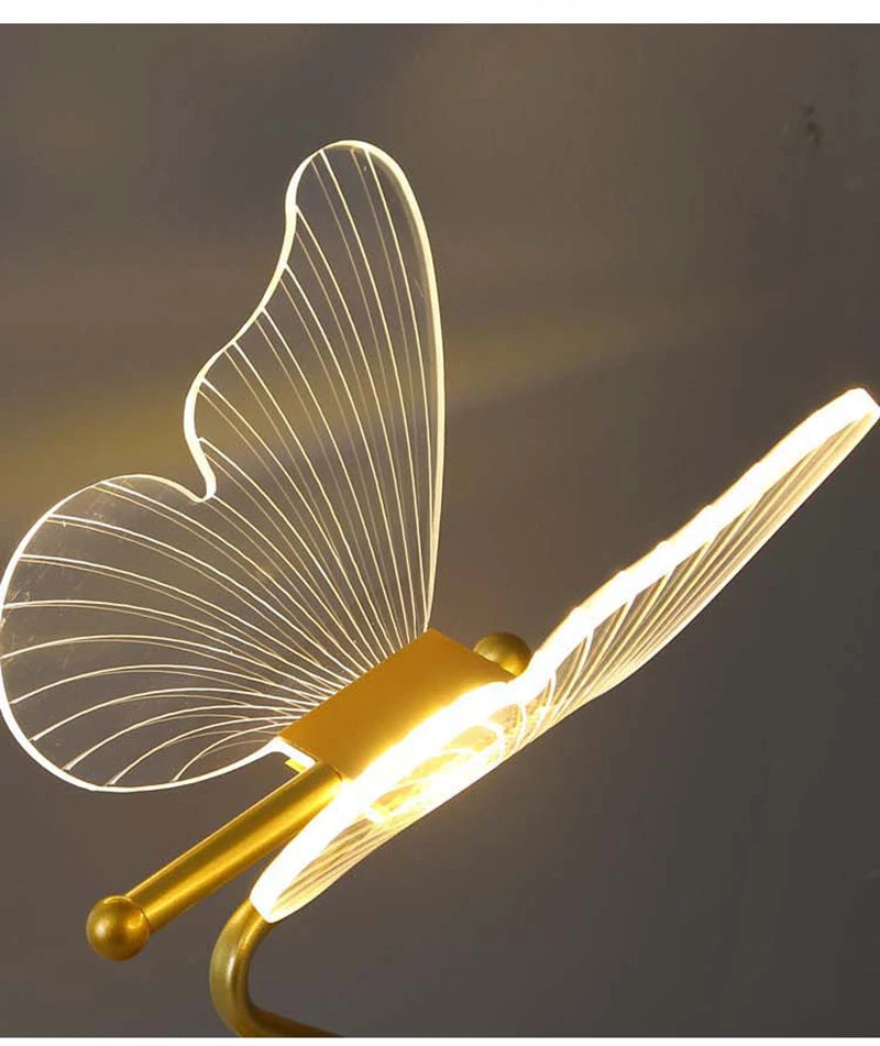 LED Table Lamp Indoor Lighting Switch Button Home Decoration Bedroom Bedside Living Room Restaurant Nordic Butterfly Desk Lamps