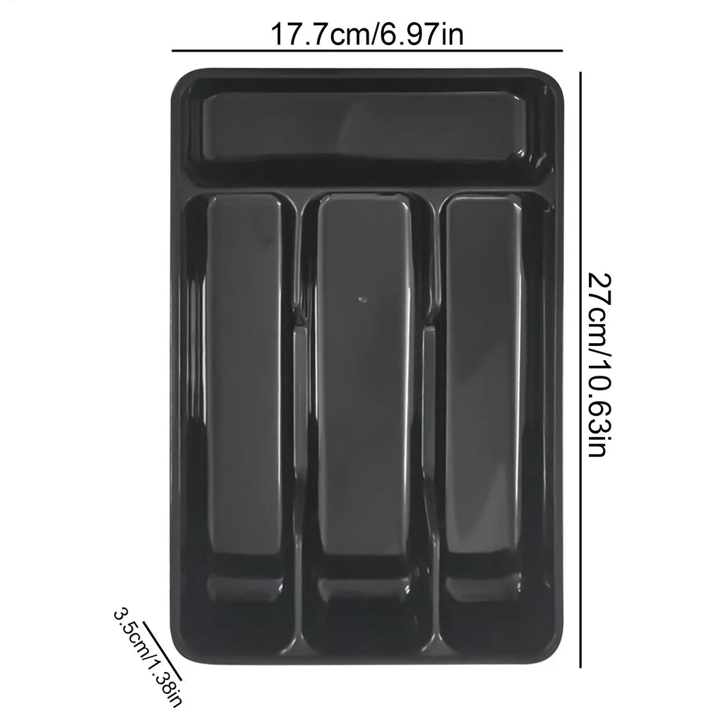 Compact Silverware Organizer with 4 Compartments Flatware Holder, Kitchen Cabinet Countertop Storage Solution Home College Use