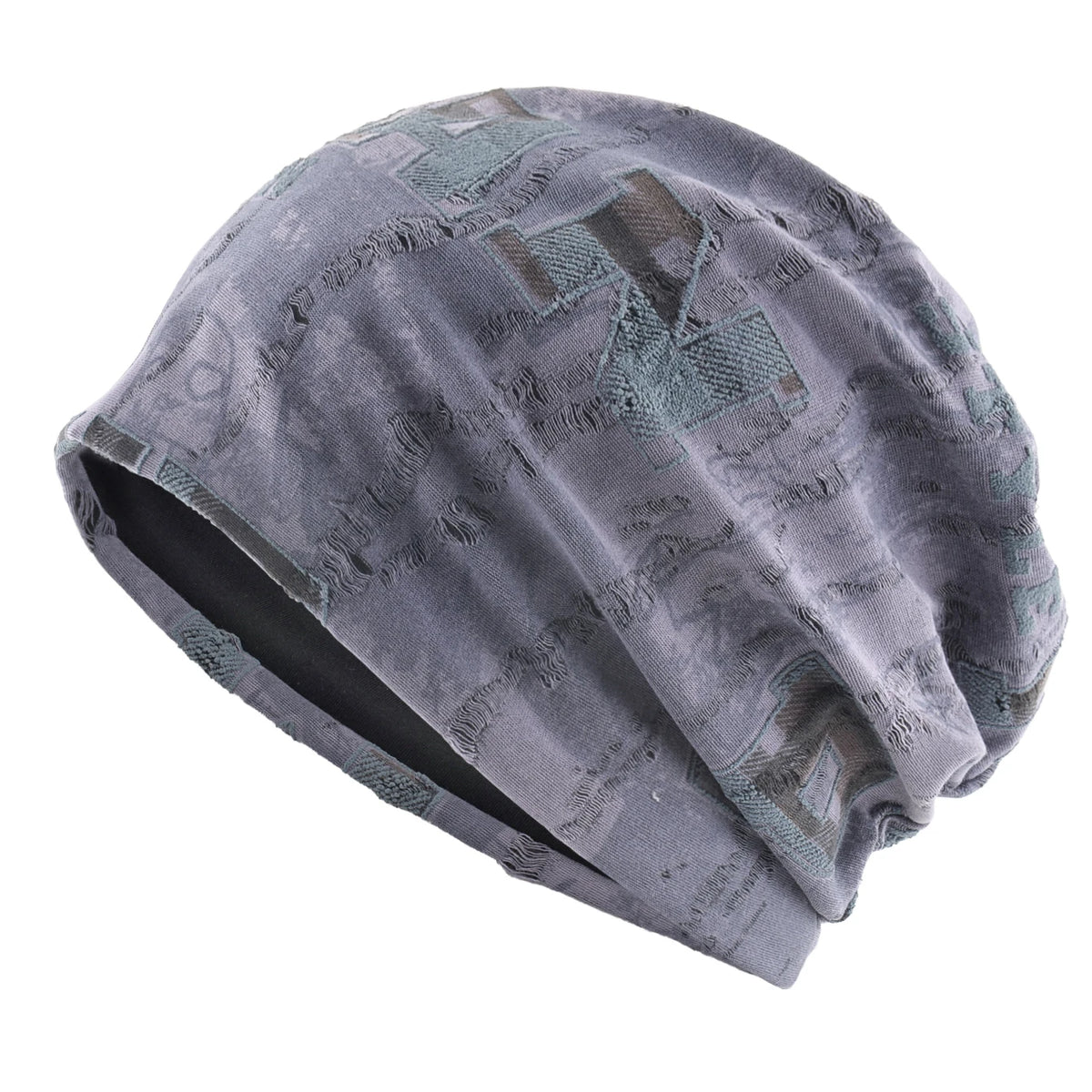 Vintage Distressed Tie-dye Beanie Women Foam 3D Letter Printing Hats Men Spring Fall Skullies Beanies Winter Warm Fleece-lined