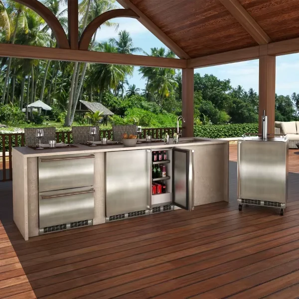 Durable All-season Stainless Steel Outdoor Kitchen Cabinet Bbq Grill Camping Outdoor Kitchen Island with Refrigerator