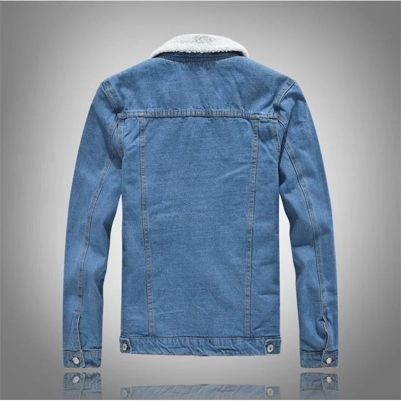 Autumn/Winter New Fashion Solid Color Lamb Wool Denim Jacket Men's Casual Thick Warm High Quality Plus-Size Jacket M-3XL