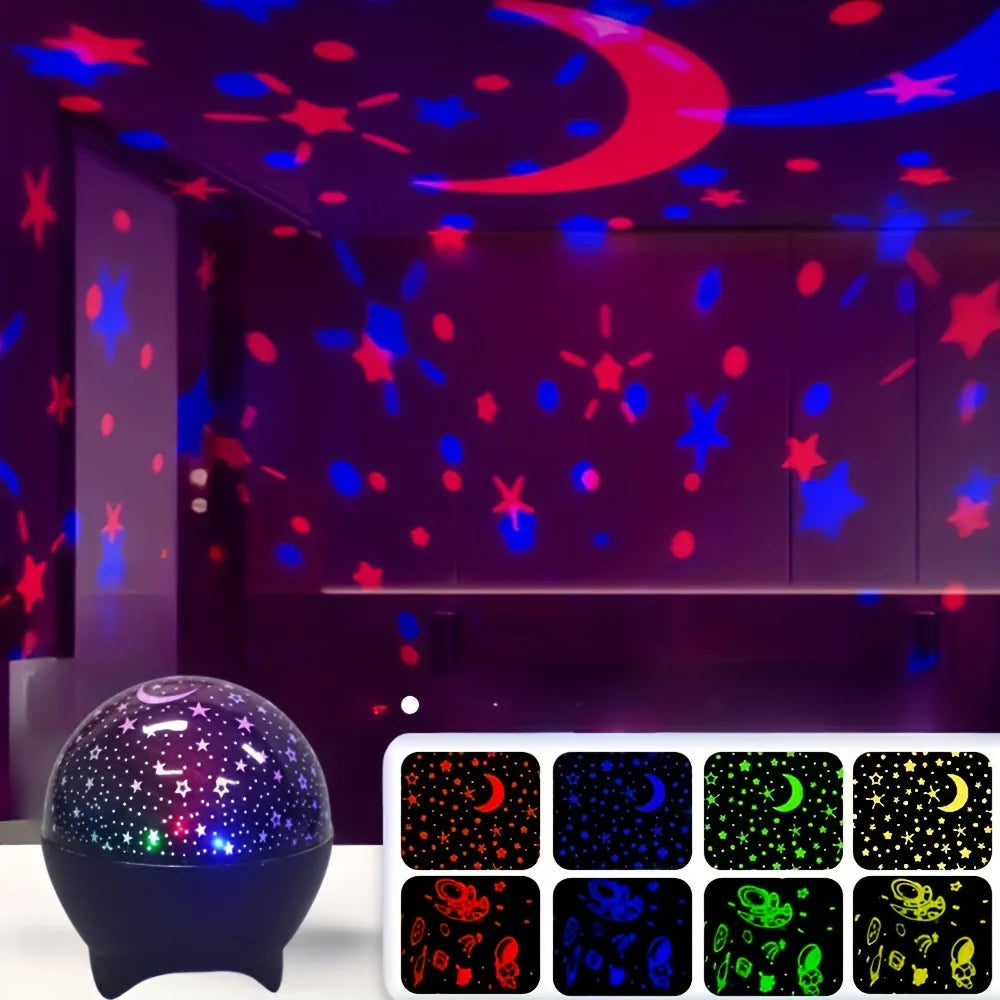 RGB Night Lights LED Projector Light Starry Moon Galaxy Projection Lamp 5V USB for Kids Present Christmas Gift Room Decorations