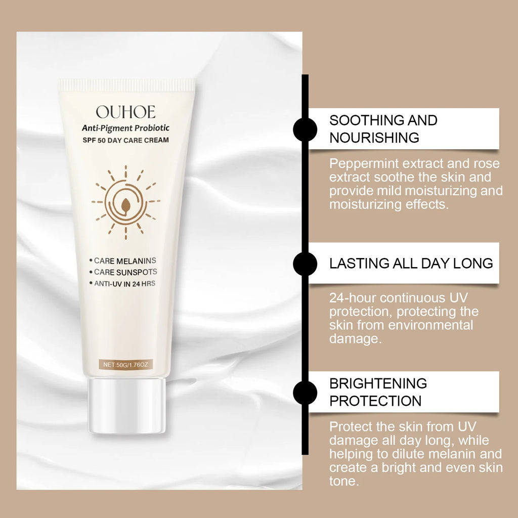 SPF50 Sunscreen Defensing Ultraviolet Reducing Pigmentation Even Tone Waterproof Whitening Anti Sunburn Facial Protective Cream