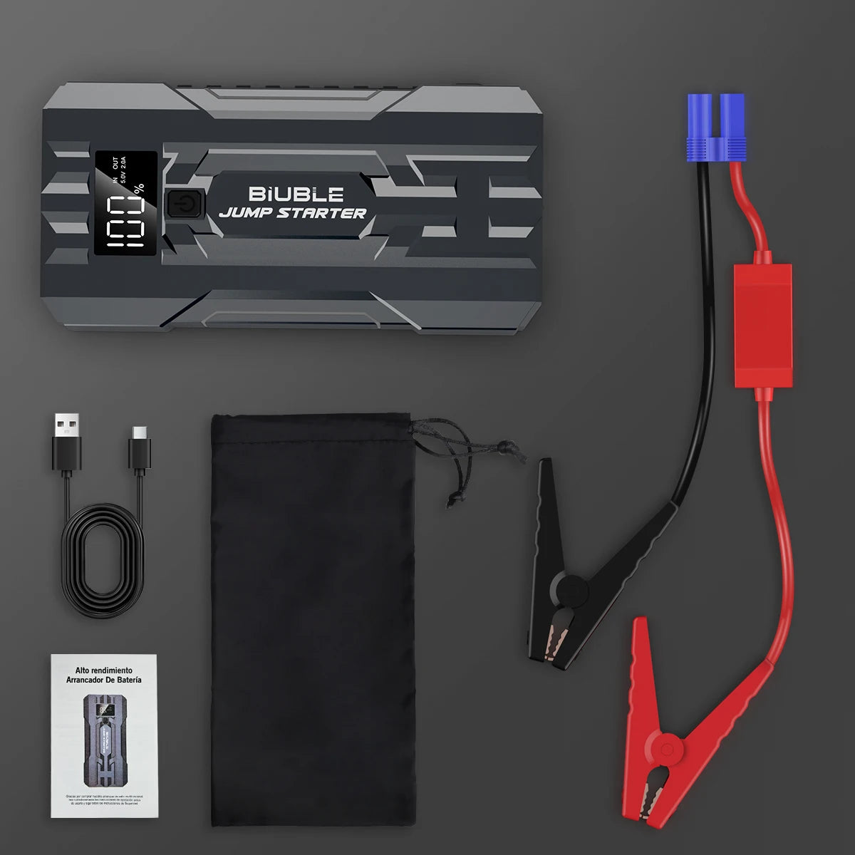 3000A Peak Current, 20000mAh Emergency Jump Starter, (8.0L GAS, 6.5L Diesel) Portable Power Bank