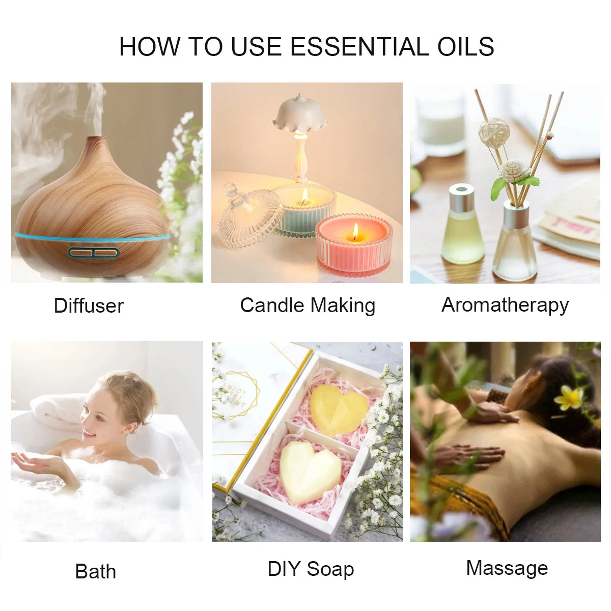 EUQEE 118ML Oregano Jasmine Lavender Essential Oil For Humidifier Diffuser Eucalyptus Aroma Oils For DIY Soap Candle