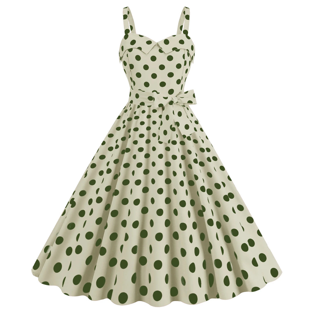 Vintage Classical Polka Dot Printed Dress Women's Sexy Sling Strap Wrap Chest Dress Valentine's Day Streetwear Spring Summer