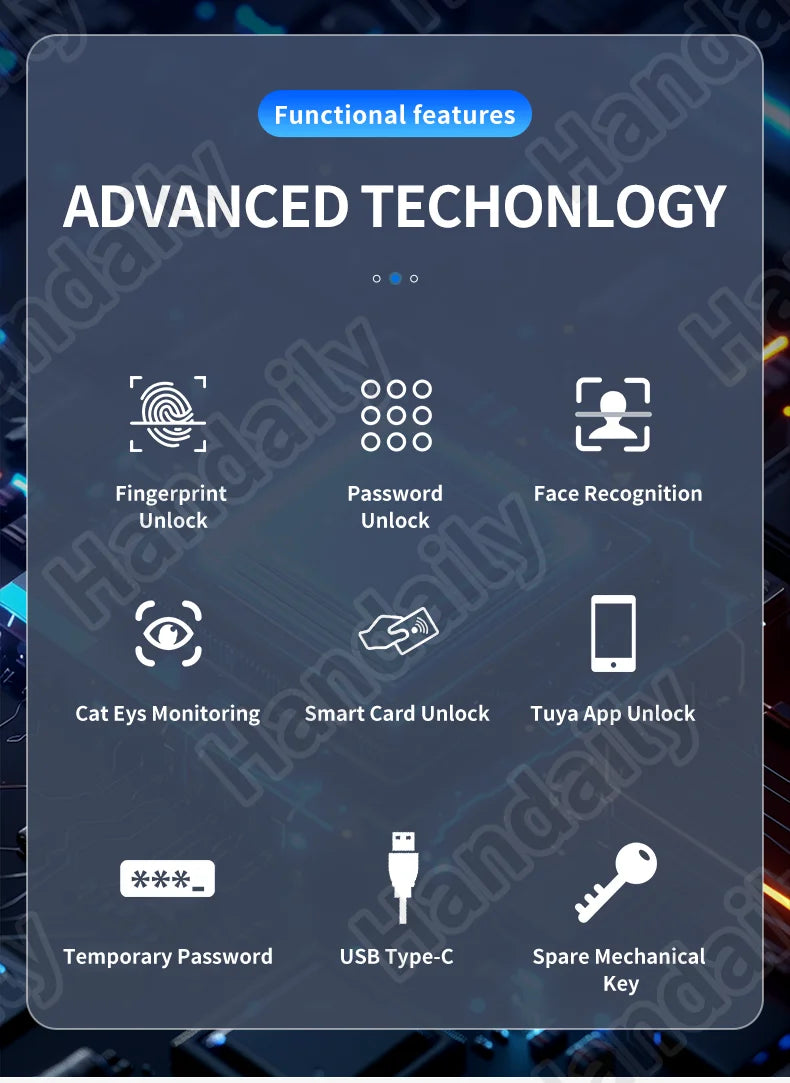 IP 67 Waterproof Smart Door Lock Palm Biometric Tuya WIFI 3D Face Recognition Cerradura Intelligent Video Rfid Digital Lock