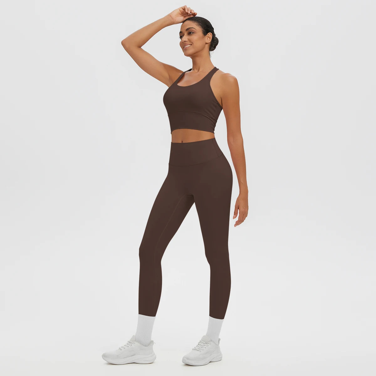 2PCS Women's Sports Pants Yoga Set Sexy Backless I-shaped Vest with Chest Pad Shock-absorbing Running Yoga Tank Top Yoga Pants