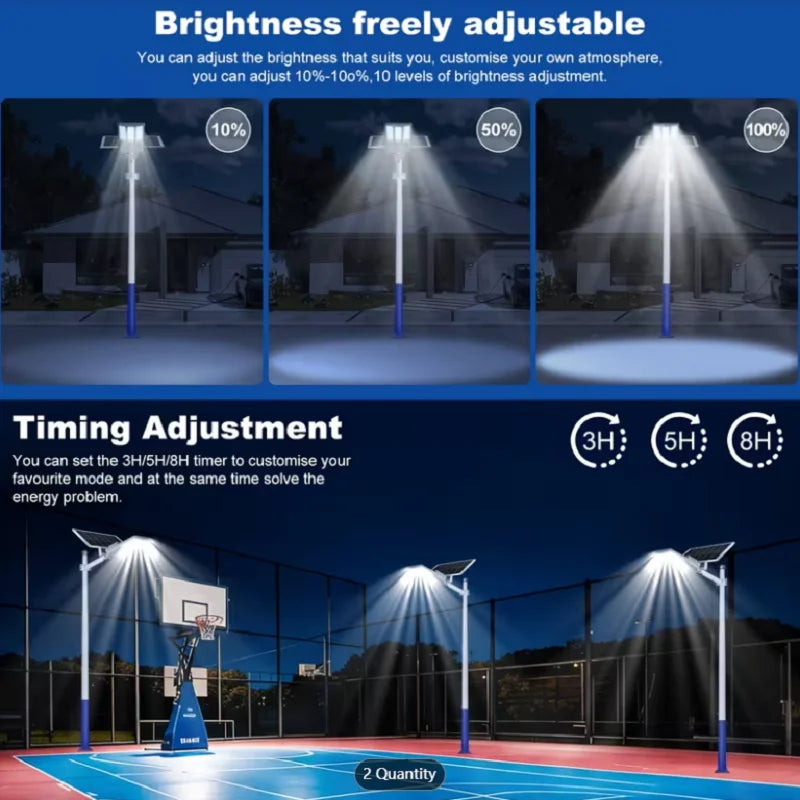 Solar Powered Security Outdoor Light, 6500W 7500K 15000mAh Automatic Dusk to Dawn LED Street Flood Lamp for Garden Patio Yard
