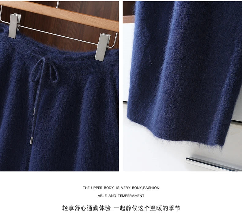 100% Mink Cashmere Pants Autumn Winter New Men' Elastic Waist Cashmere Pants Youth High-End Warm Outside Leggings Thick Casual