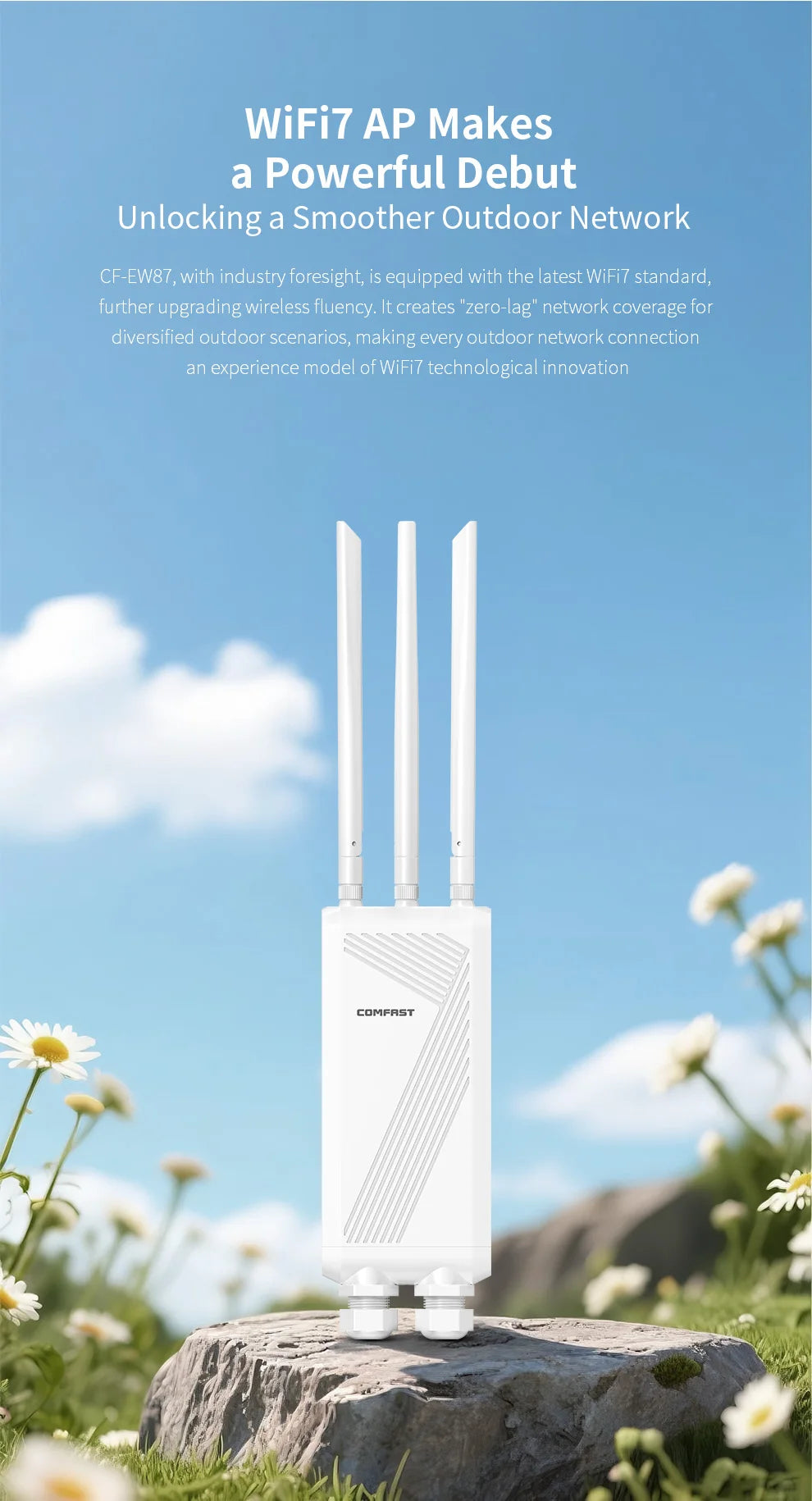 COMFAST BE3600 WIFI7 Outdoor AP Router 2.4G/5.8G Dual Band Long Range Signal Extender Amplifier Wireless Repeater Waterproof