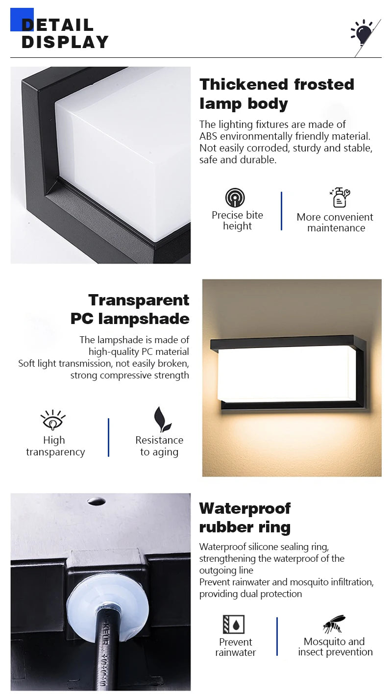 LED Outdoor Waterproof Wall Light 15W Radar Sensing Indoor Bedroom Living Room Outdoor Porch Wall Light Garden Decorative Light