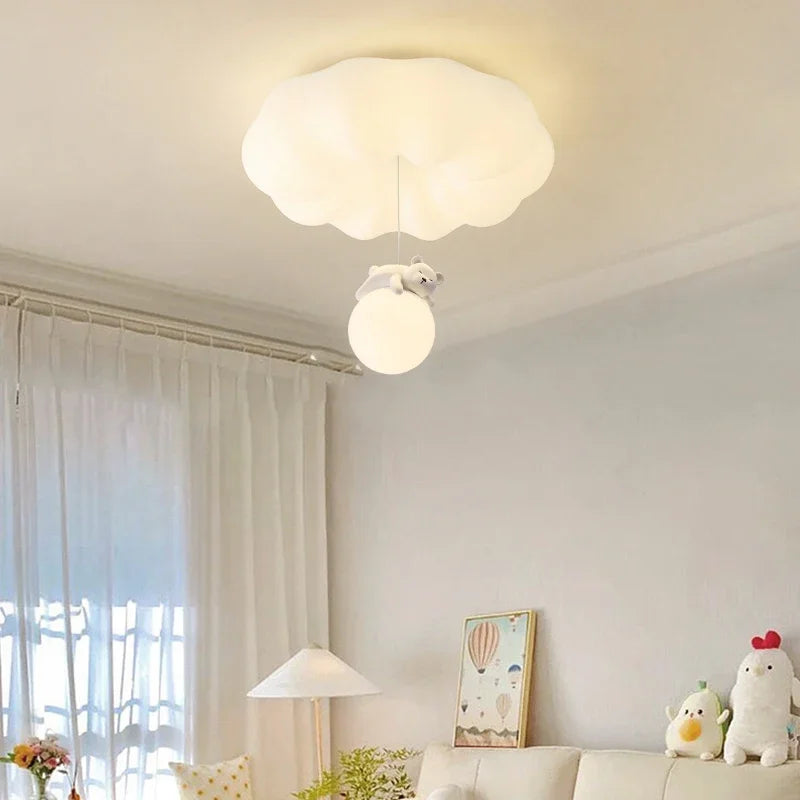 Modern Bear Cream Ceiling Lights Modern Lighting Creative Simple Lamps Living Room Bedroom Lustres Luminaria Decoration Lamparas