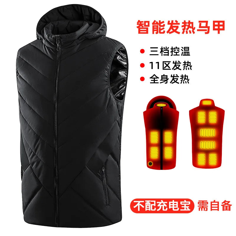 New 11 Wheel Drive Unisex Heating Suit for Men USB Smart Heating Vest for Men, Electric Heating Graphene Heating Suit