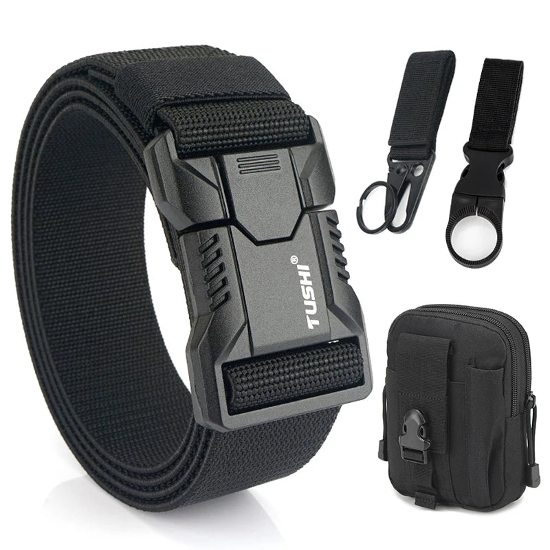 VATLTY New Tactical Outdoor Belt for Men and Women Aluminum Alloy Buckle Quick Release Elastic Belt Casual Belt Jeans Waistband