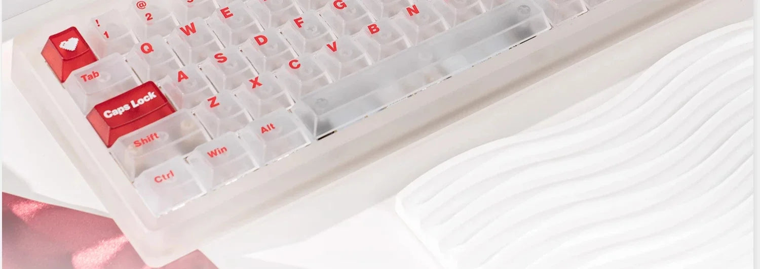 White Frog Korean Keycap Mist Pc Transparent Light Cherry 154/131 Key2.25/2.75/7U Space Bar Retro Red L Shape Enter Key Keycaps