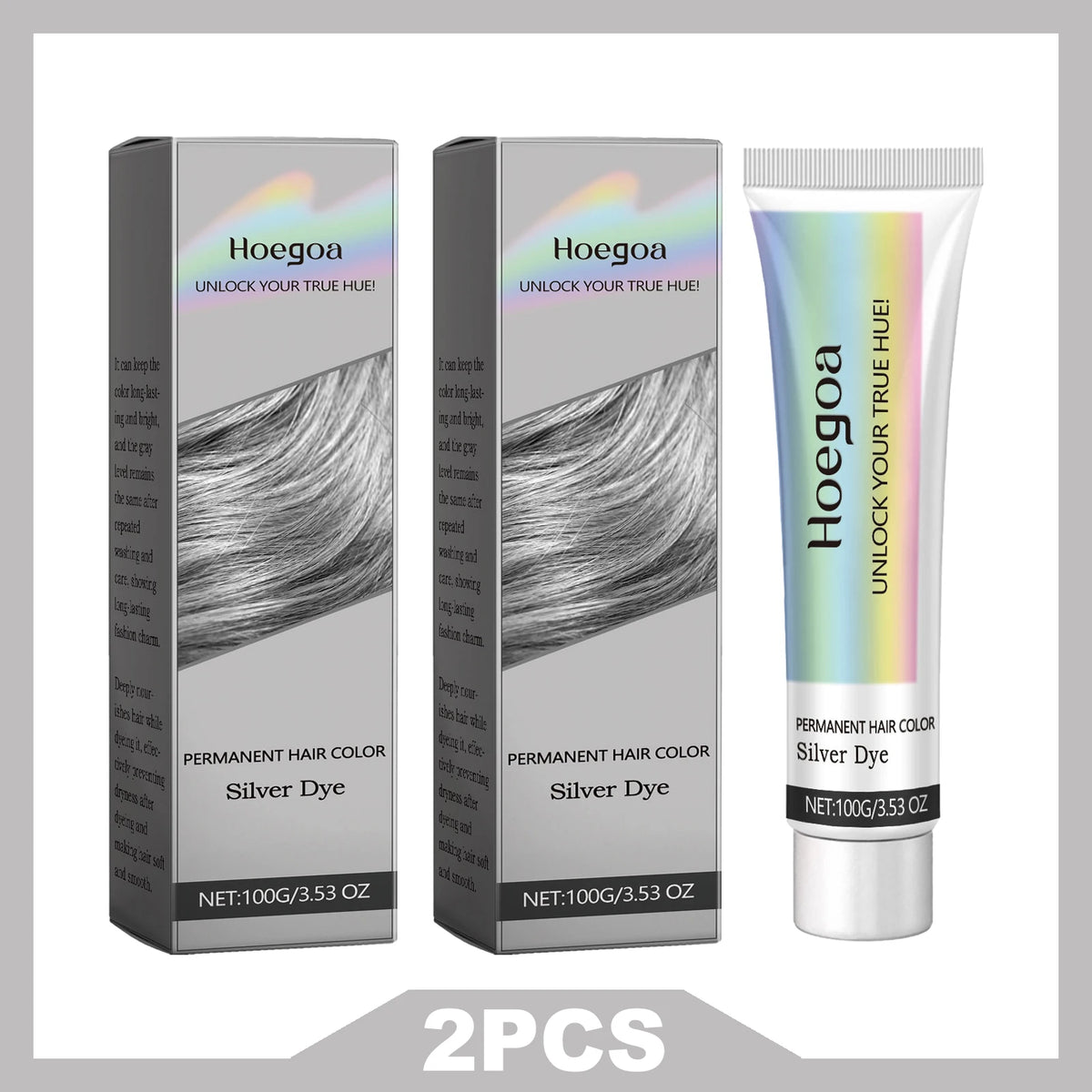HOEGOA Gray Color Fashion Charm Hair Dye Deep Nourishment Long-Lasting Stable Effect  Gentle Formula Soft Smooth Brighten Hair