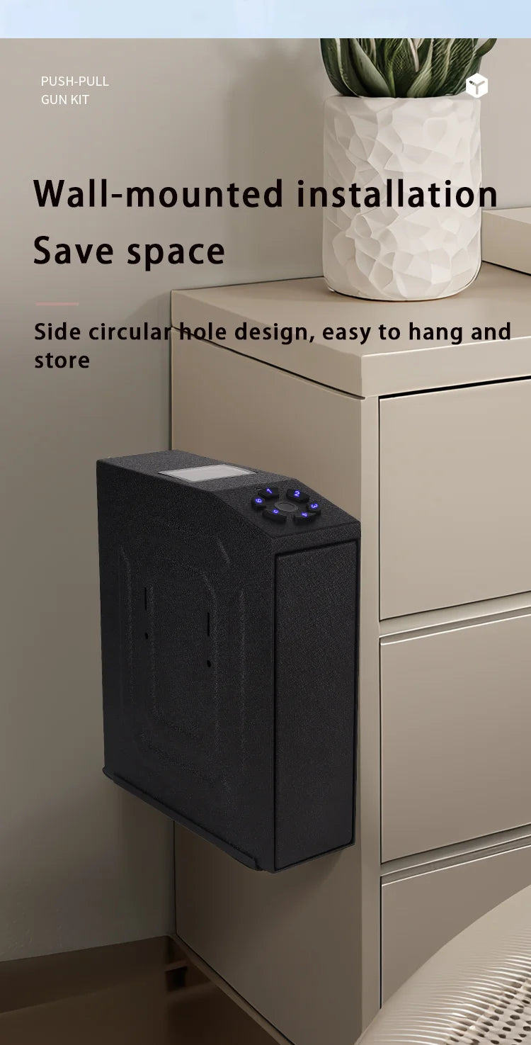 Tuya BLE Gun Safe Box Biometric Fingerprint Key Code 3-in-1 Wall Mounted Pistol Safes Box Anti theft Certified Handgun Safe