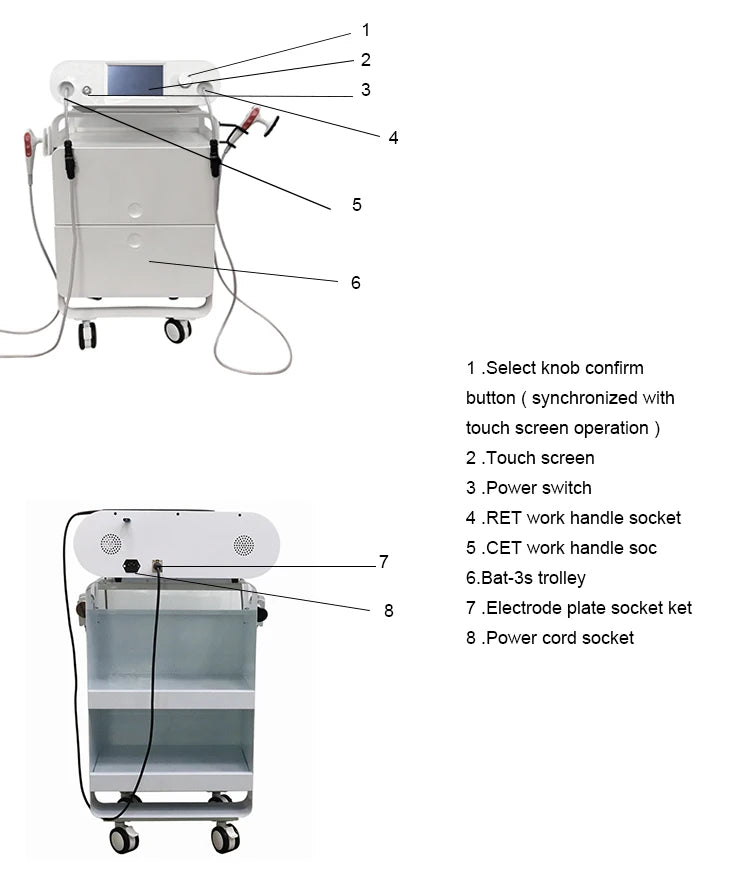 Portable 448KHZ RF Tecar Therapy RET CET Diathermy Body Sliming Machine Pain Relief Skin Tightening INDIBA Deep Care