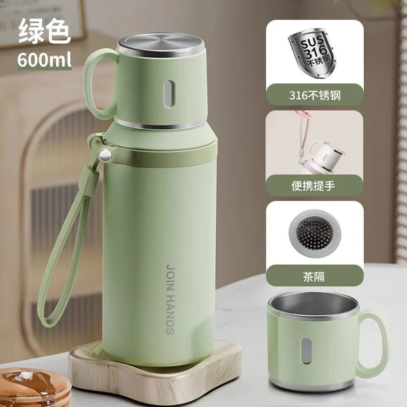 600ml Stainless Steel Coffee Cup Travel Thermal Mug Leak-Proof Thermos Bottle Tea Coffee Mug Office Business Style Thermos