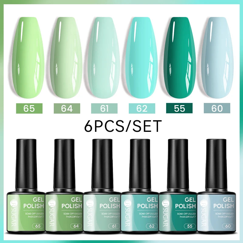 UR SUGAR 6Pcs/Set 7ML Gel DIY Nail Polish Autumn Semi Permanent Soak Off UV LED Gel Varnish Nail Art Design Manicure Kit