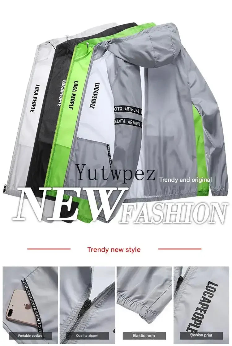 UPF50+ Summer Sun Protection Clothing Men's Casual Waterproof Quick-drying Bicycle Hooded Jacket Hiking Thin Skin Windbreaker