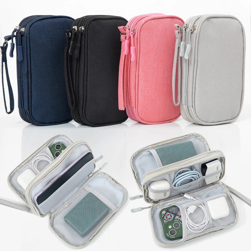 USB Charger Travel Organizer Bag – Mesh-Lined Portable Case for Cables, Adapters & Power Banks, Keeps Tech Gear Tidy