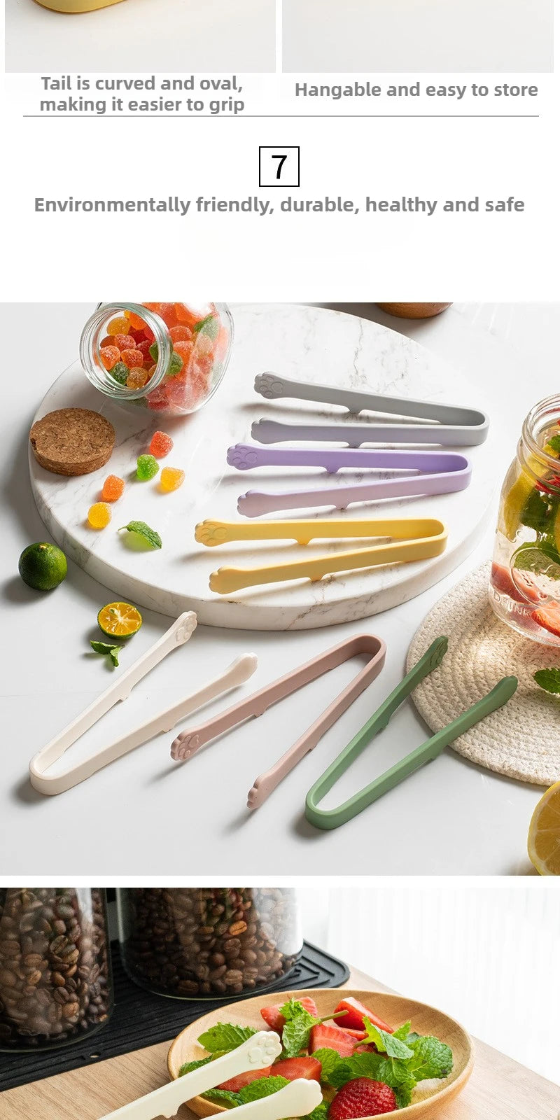 Cute Cat Paw Silicone Food Tongs Multicolor Food-Grade Kitchen Gadgets for Fruit Salad  Ice Cube Practical Kitchen Accessories