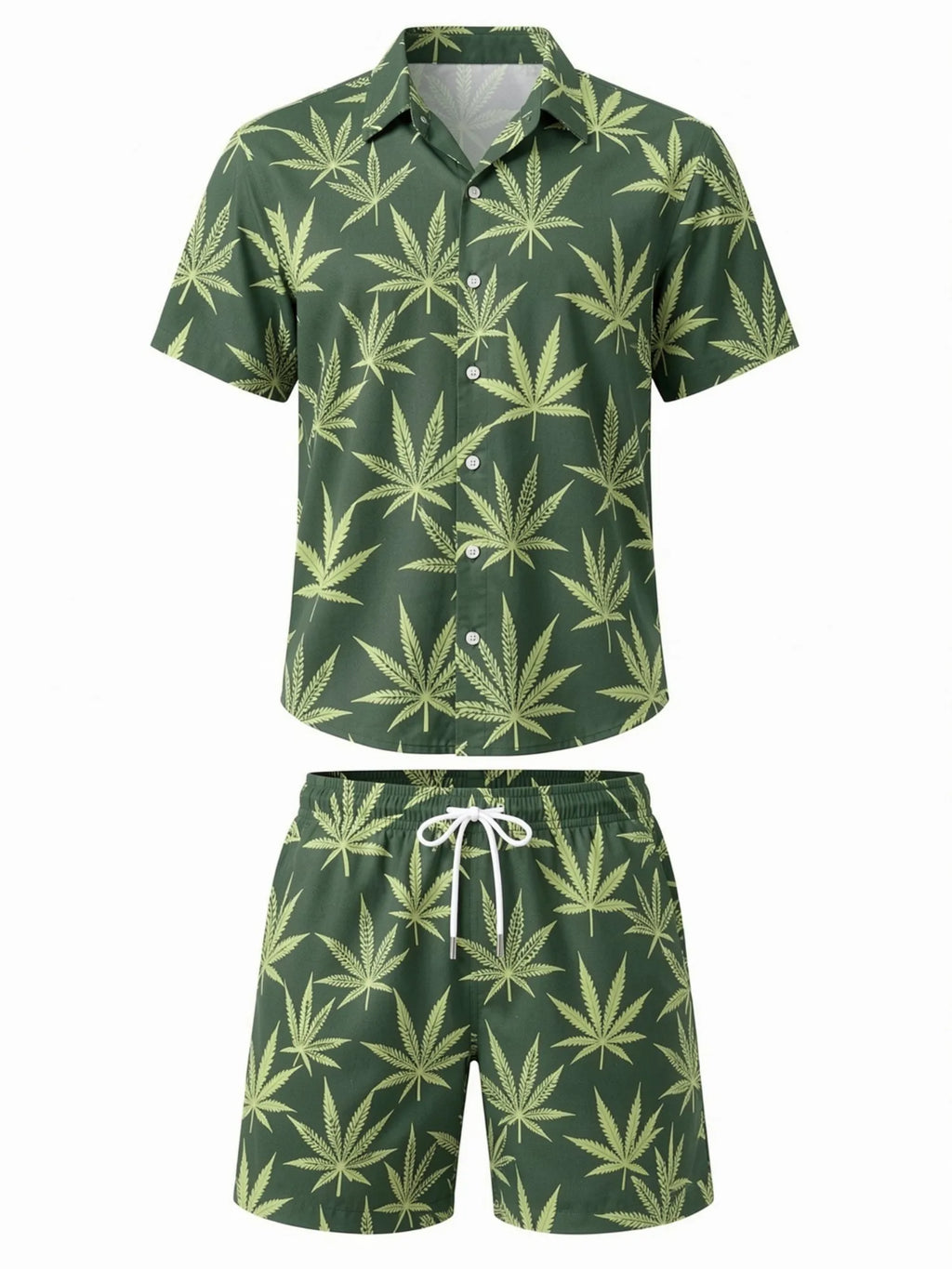 Mens Floral Short Sleeve Shirt and Drawstring Shorts Set Beach Vacation Relaxed Summer Two Piece Weekend Beach Outfit Travelwear