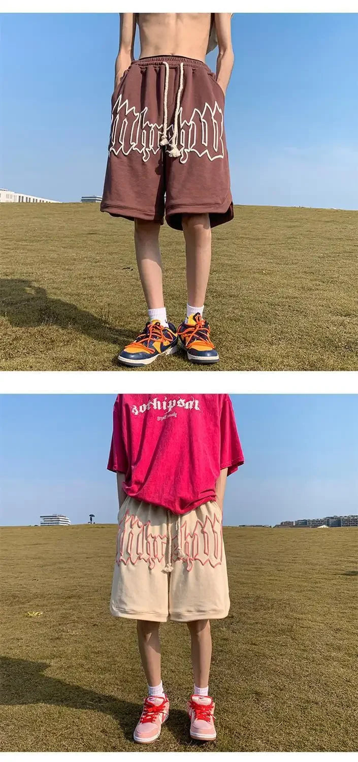 Casual Y2k Summer Women and Men Clothing Goth Letter Pants Harajuku Oversize Sweat Gym Shorts Korean Streetwear Sportswear Short