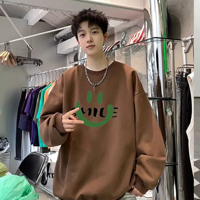 【M-8XL Sweatshirts】Men Oversized Sweatshirt Fashion Loose American Cartoon Dinosaur Dog Print Long Sleeve Couple Clothes