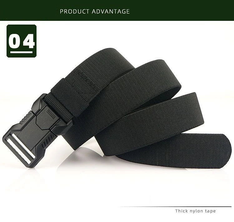 Nylon Tactical Belt Men Automatic Buckle Quick Release Military Belt Outdoor Casual Workwear Training Pants Heavy Duty Web Belt