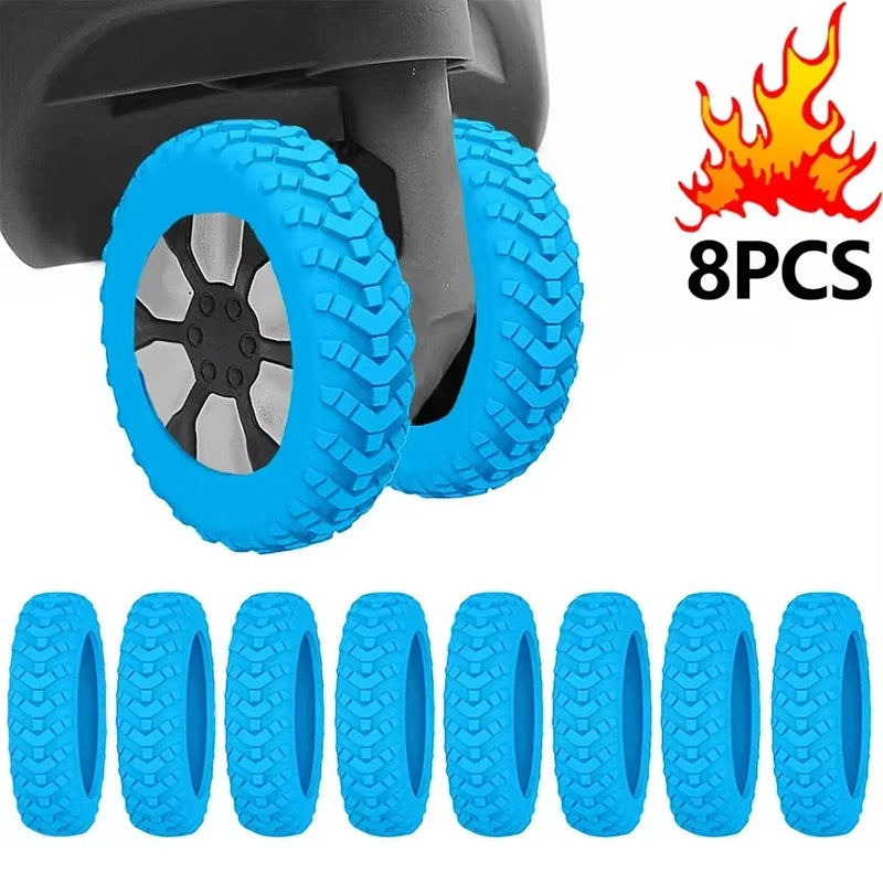 8 Pcs Silicone Luggage Wheel Protector Shoes Suitcase Casters Anti Abrasion Noise Min Travel Rolling Luggage Accessory Parts