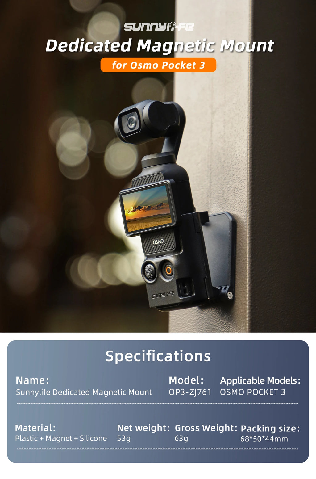 Sunnylife Multifunctional Magnetic Mount Tabletop Base Bracket Angles Adjustable Holder Base V-log Accessories For Osmo Pocket 3
