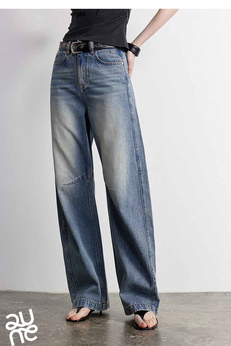 TOYOUTH Women Denim Jeans 2026 Summer New High Waist Curved Knife Pants