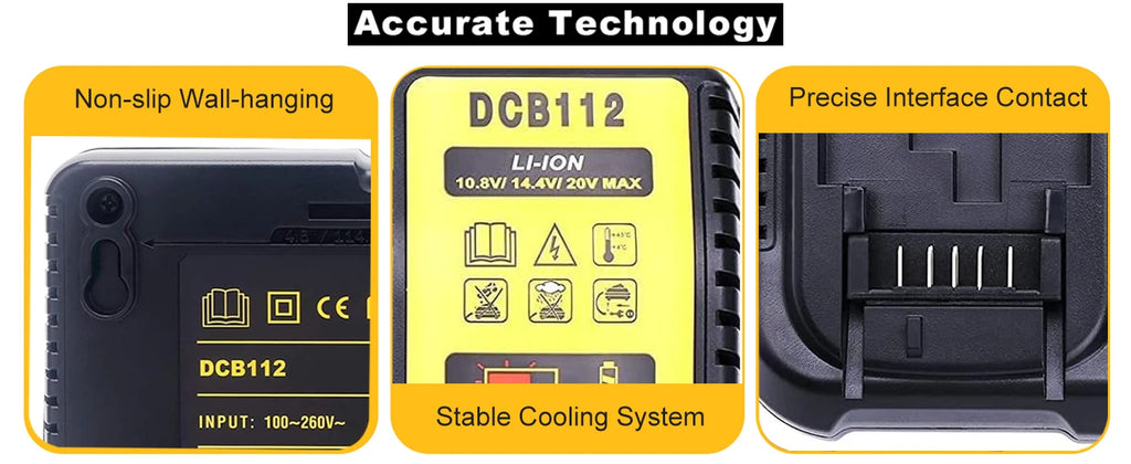 DCB112 Charger Repalcement for Dewalt 12V/20V Battery Charger Compatible with Dewalt 12V/20V Max Battery DCB200 DCB203 DCB125 DCB107