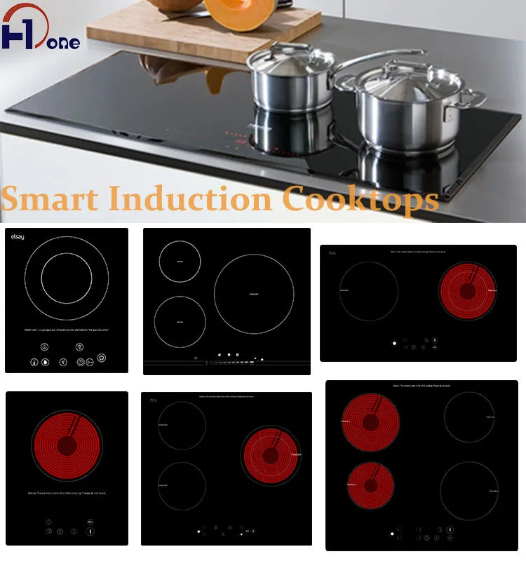 Powerful Black Panel Glass Half-Bridge Drive Copper Coil 2 Cooking Zones Catering Induction Cooktop for Countertop
