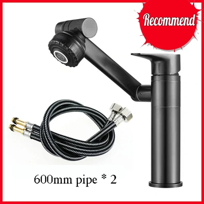 1080° Swivel Bathroom Sink Faucet Basin Faucet Mixer Deck Mounted Splash Proof Water Tap Shower Head Aerators Tapware