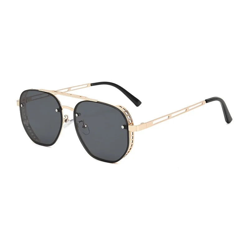 Luxury Brand Double-bridge Sunglasses Fashionable Large Frame with Side Cutouts Eyeglasses Outdoor UV400 Classic Driving Shades